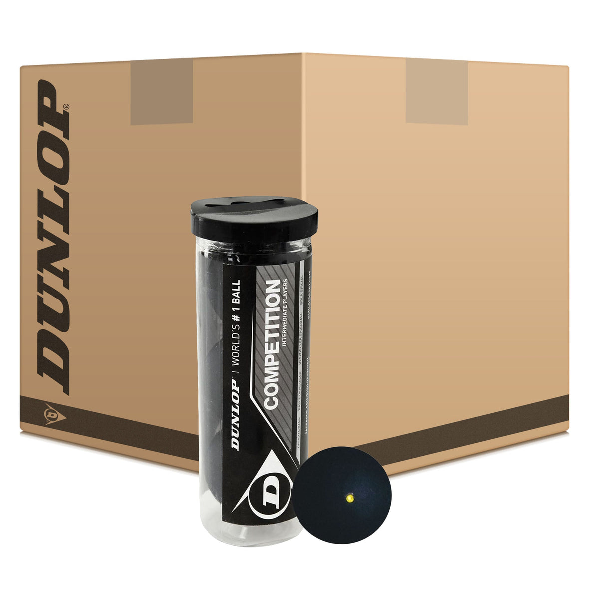 Dunlop Competition Squash Balls - 6 Dozen (24 x 3 Ball Tube) - Dunlop
