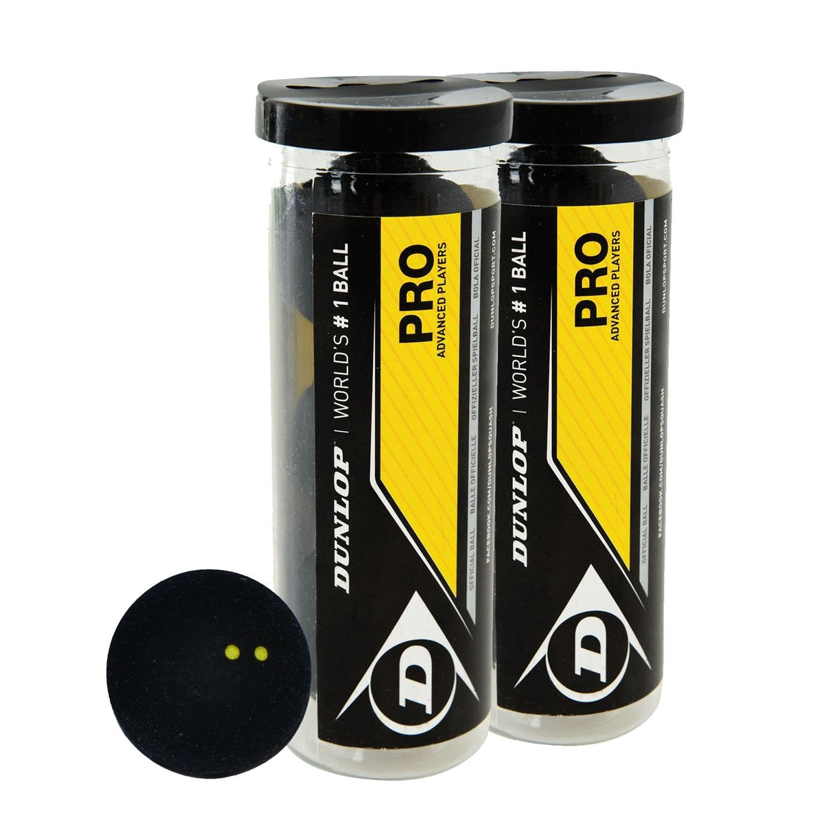 Dunlop Pro Squash Balls - 2 x 3 Ball Tube - Dunlop
